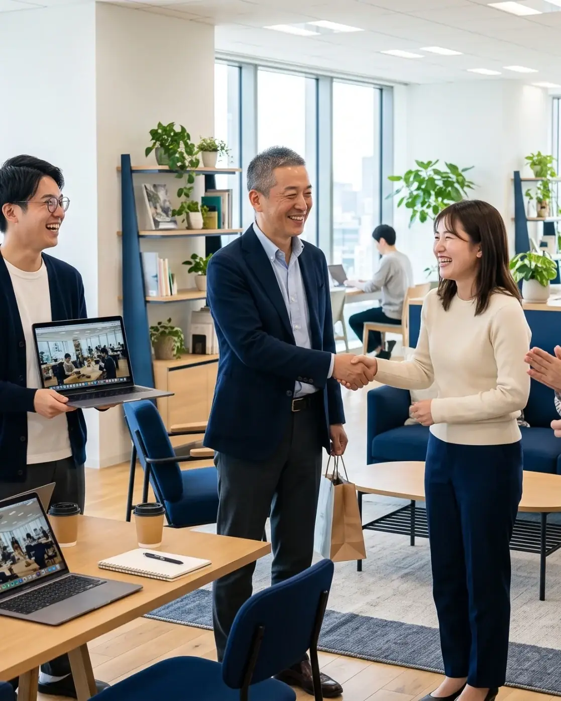 応募が自然と集まり、社員がいきいきと働く活気ある明るい職場のイメージ