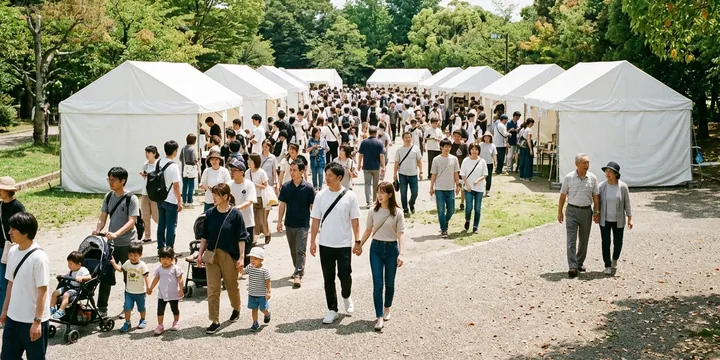 来場者でにぎわう屋外のイベント会場