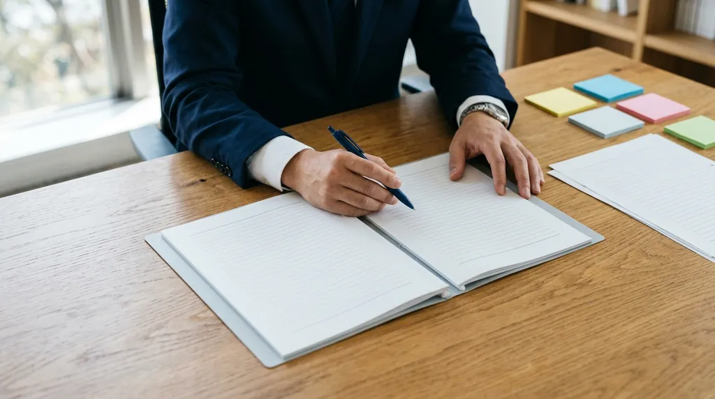 委託先の提案資料を見比べて検討する担当者の手元